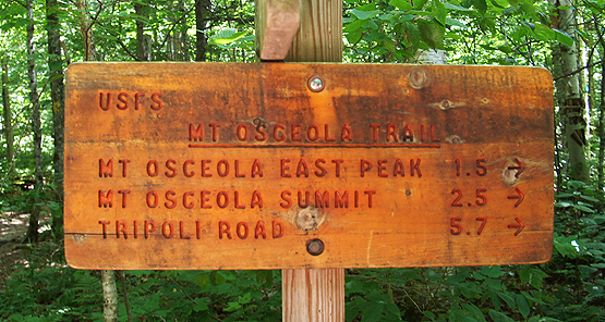 mount osceola east trail sign hiking 4000 footers nh